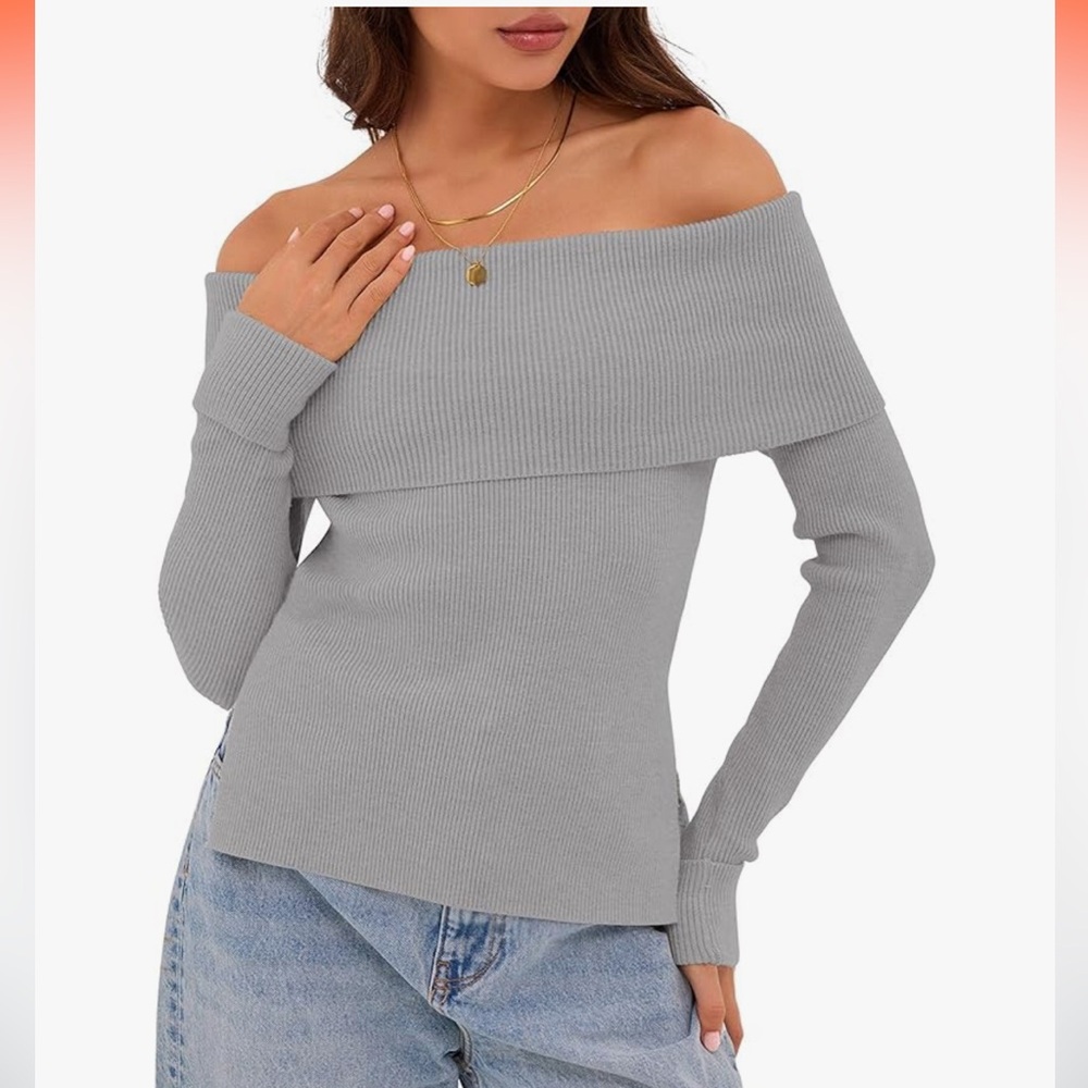 ZAFUL women’s off shoulder sweater side slit Aritzia princess Polly
